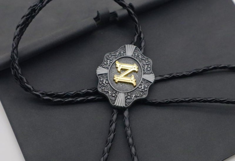 KECOL Western Letter Bolo Tie Cowboy Aalphabet A to Z Neckties Necklace for Men Women - Image 4